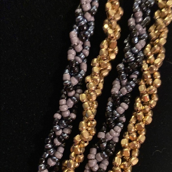 NWOT - Black and Gray Micro-beaded Multi-Strand Necklace- 24" - Picture 3 of 5